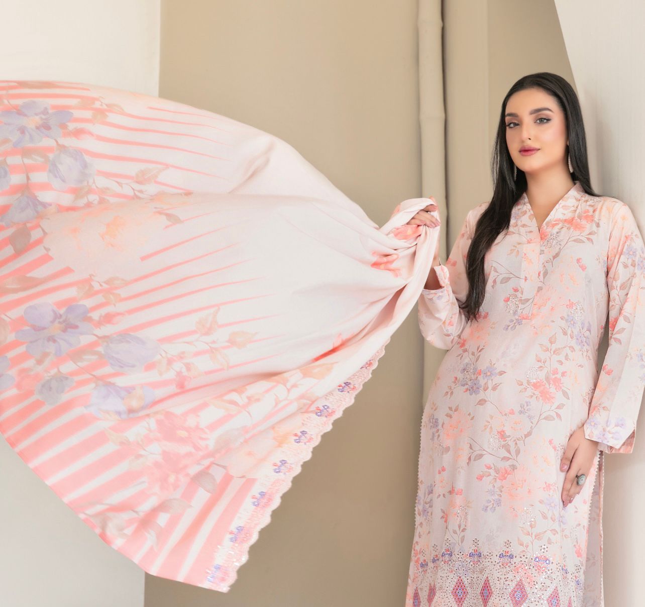 Embroidered Linen Suit 3pc