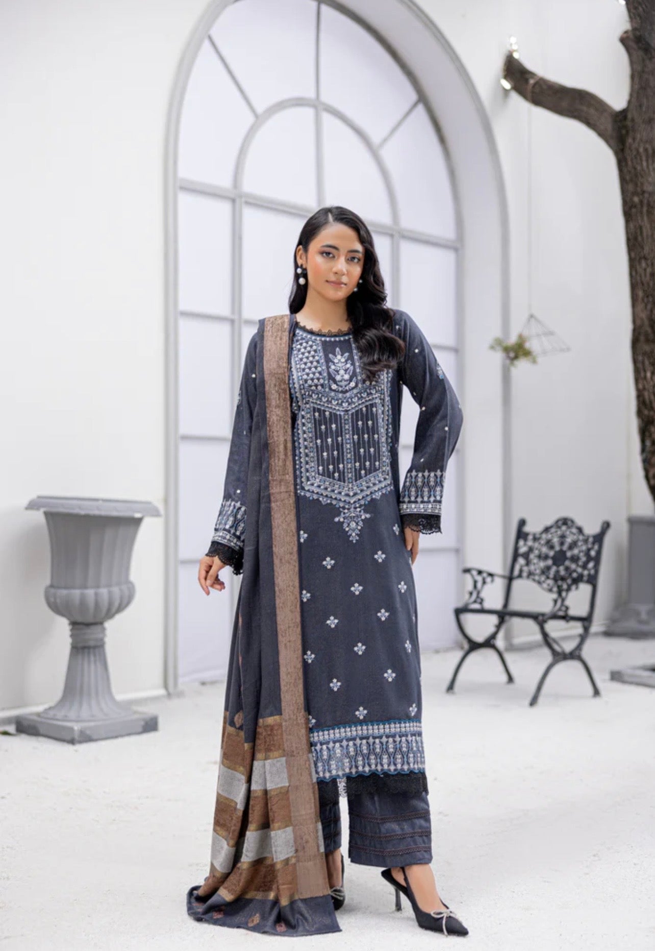 Luxury Peach Leather Suit 3pc