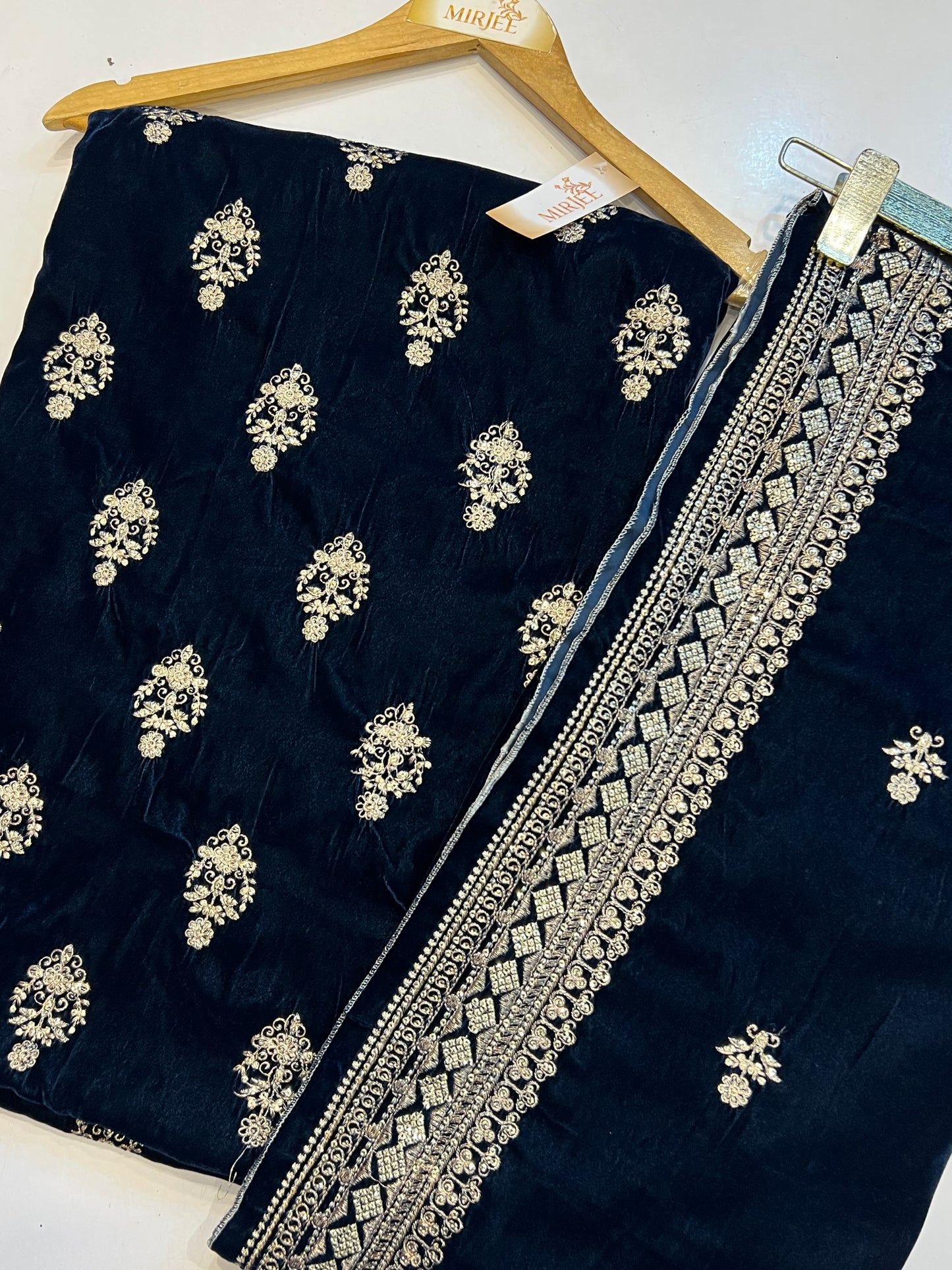 Premium Embroidered Velvet Suit 3pc