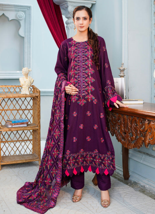 Bareeze Embroidered Slub Karandi Suit