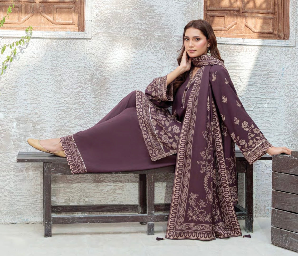 Printed Pashmina Suit 3pc