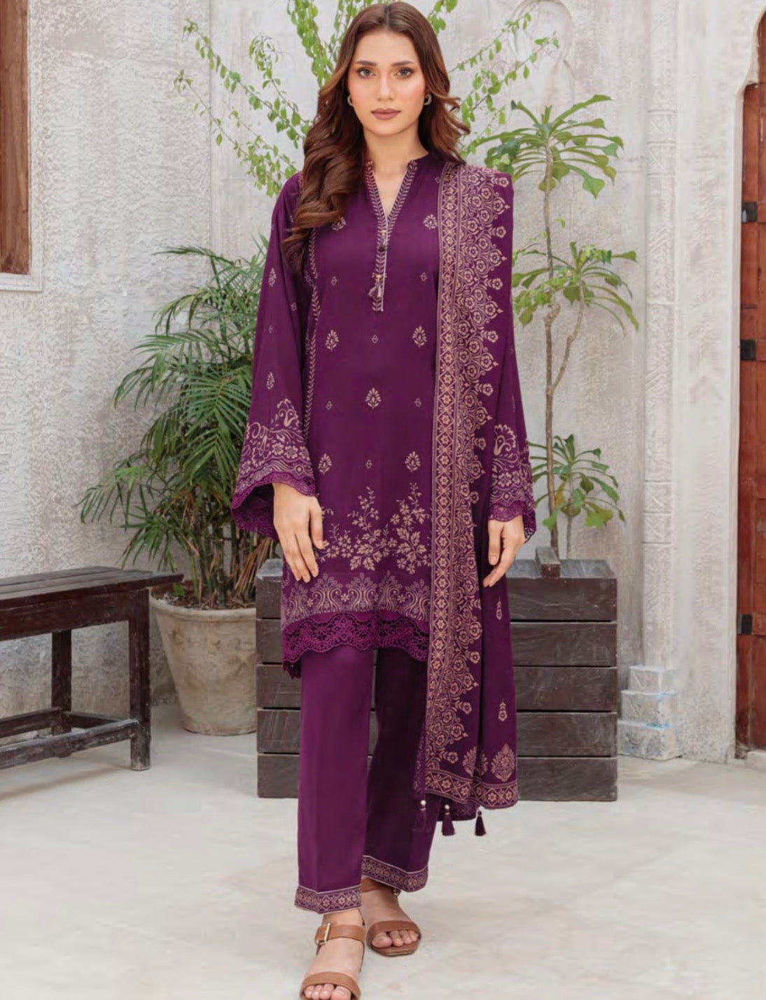 Printed Pashmina Suit 3pc