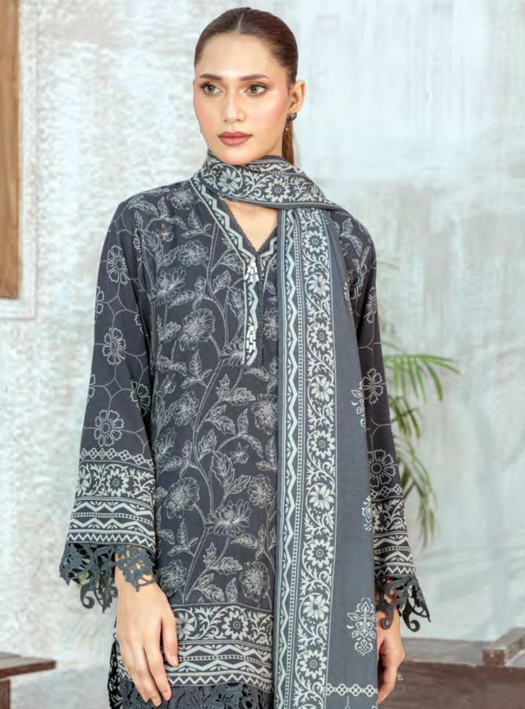 Printed Pashmina Suit 3pc