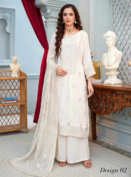 Bareeze Embroidered Slub Karandi Suit