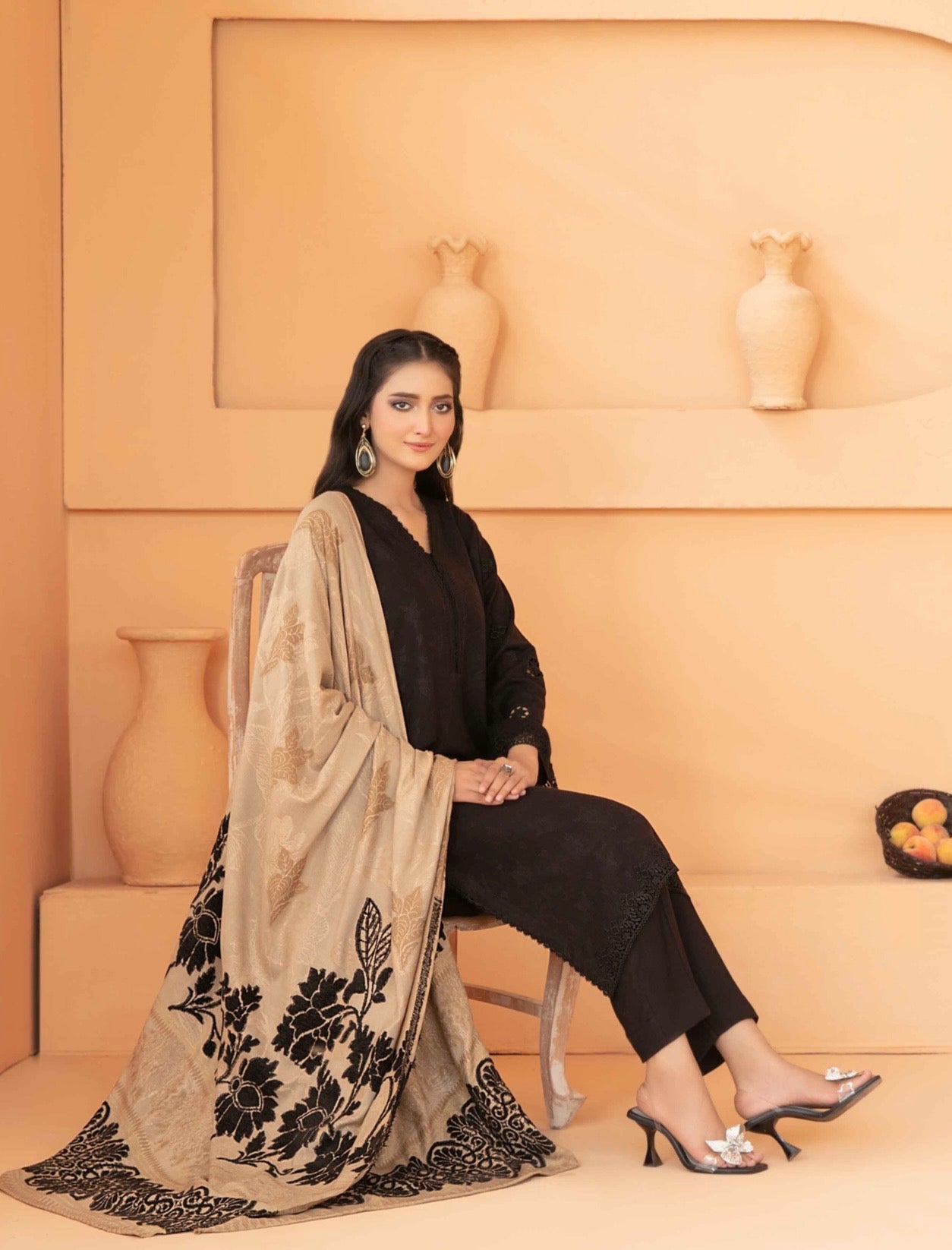 Festive Peach Leather Suit 3pc