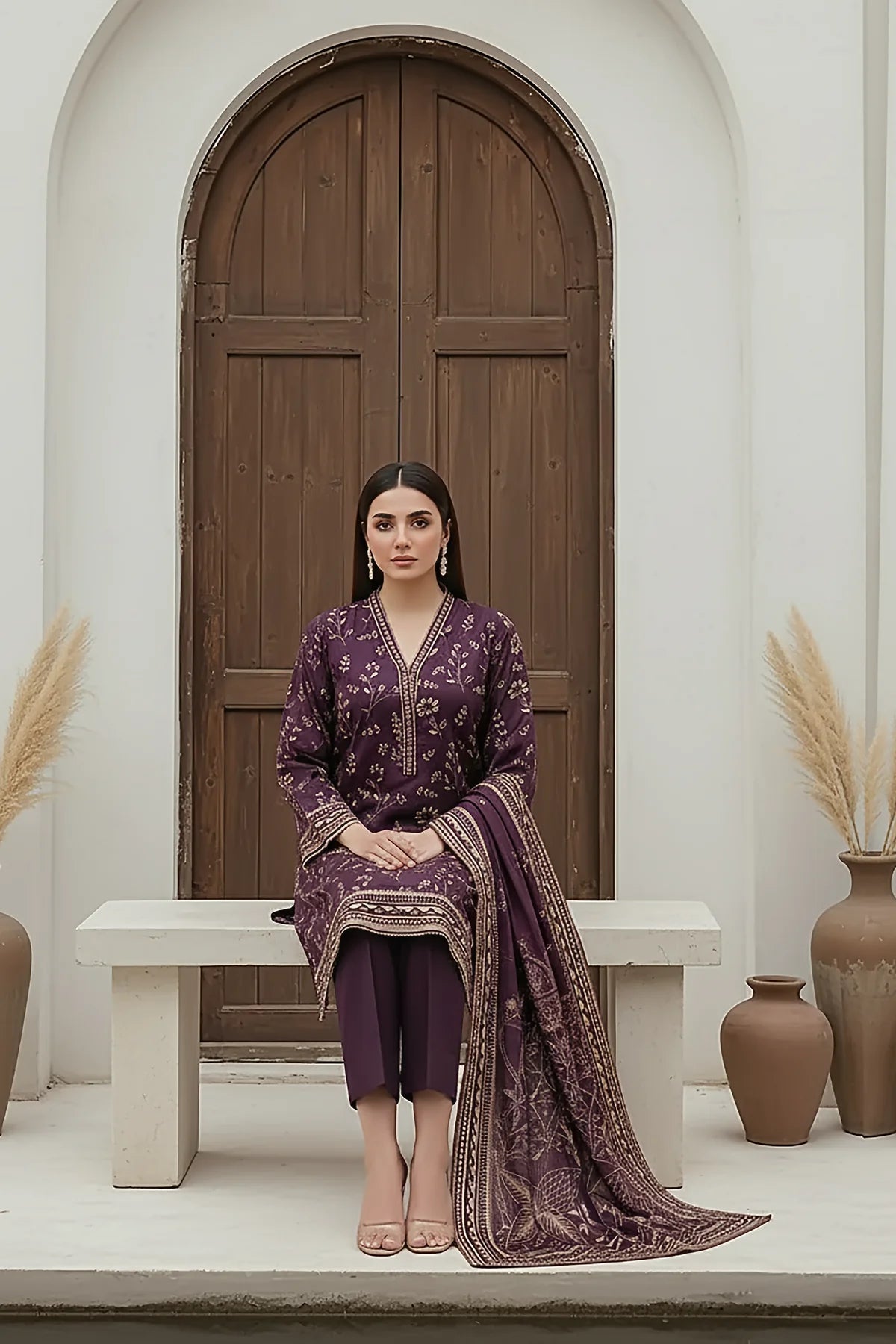 Printed Pashmina Suit 3pc