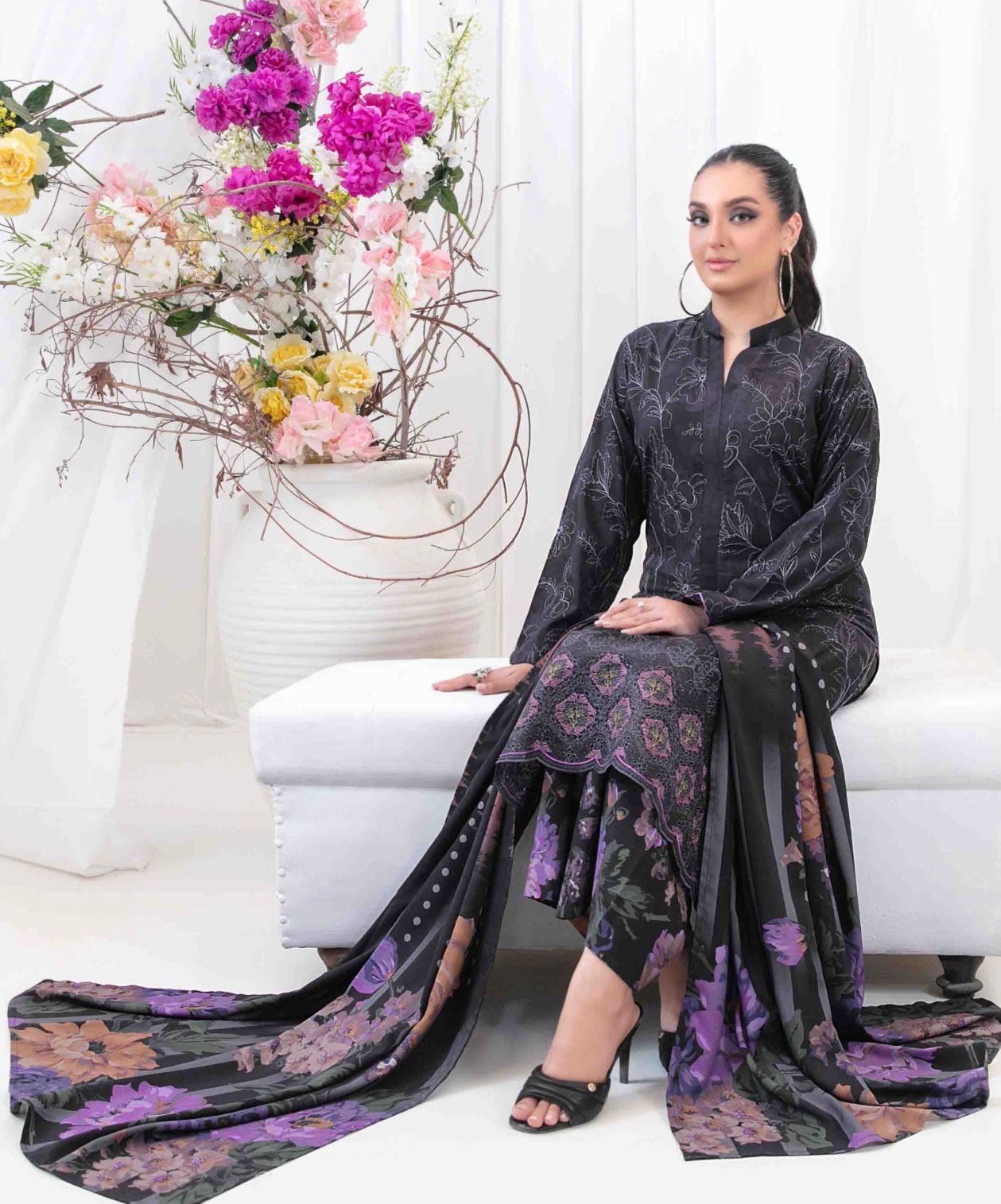 Embroidered Linen Suit 3pc