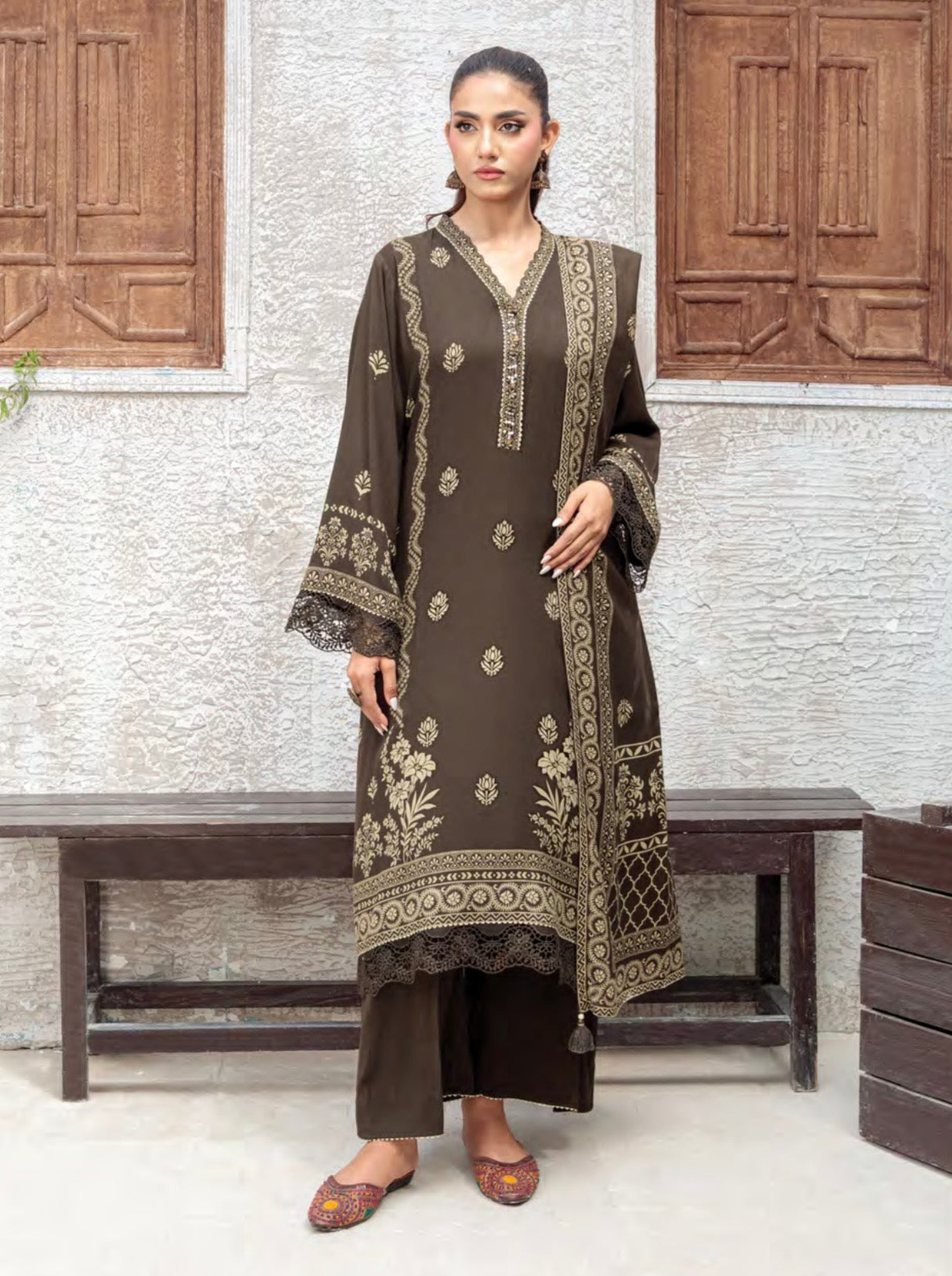 Printed Pashmina Suit 3pc