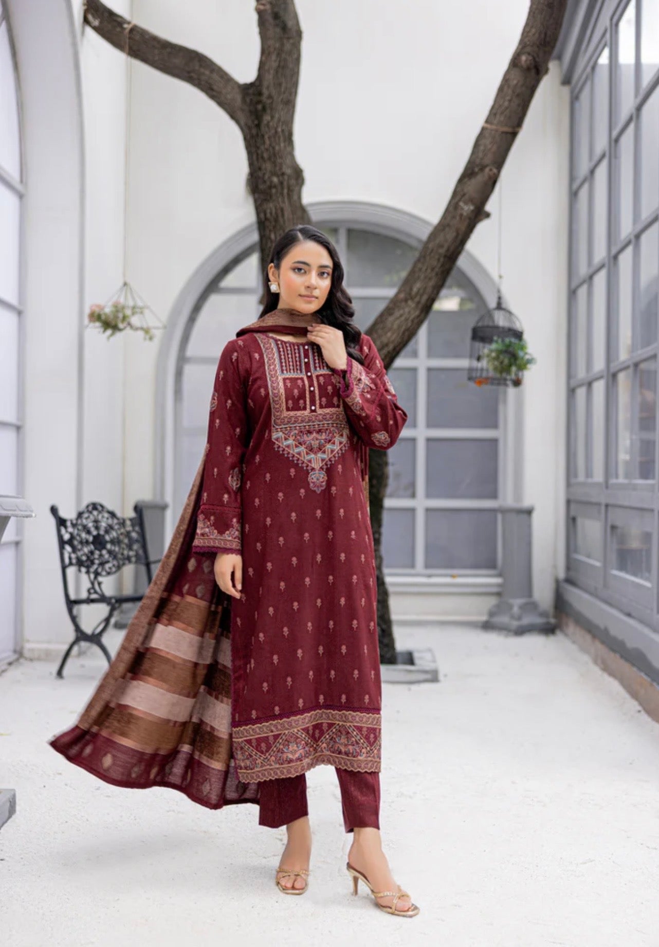 Luxury Peach Leather Suit 3pc