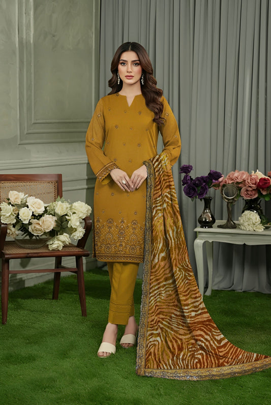Embroidered Dhanak Palachi Suit 3pc