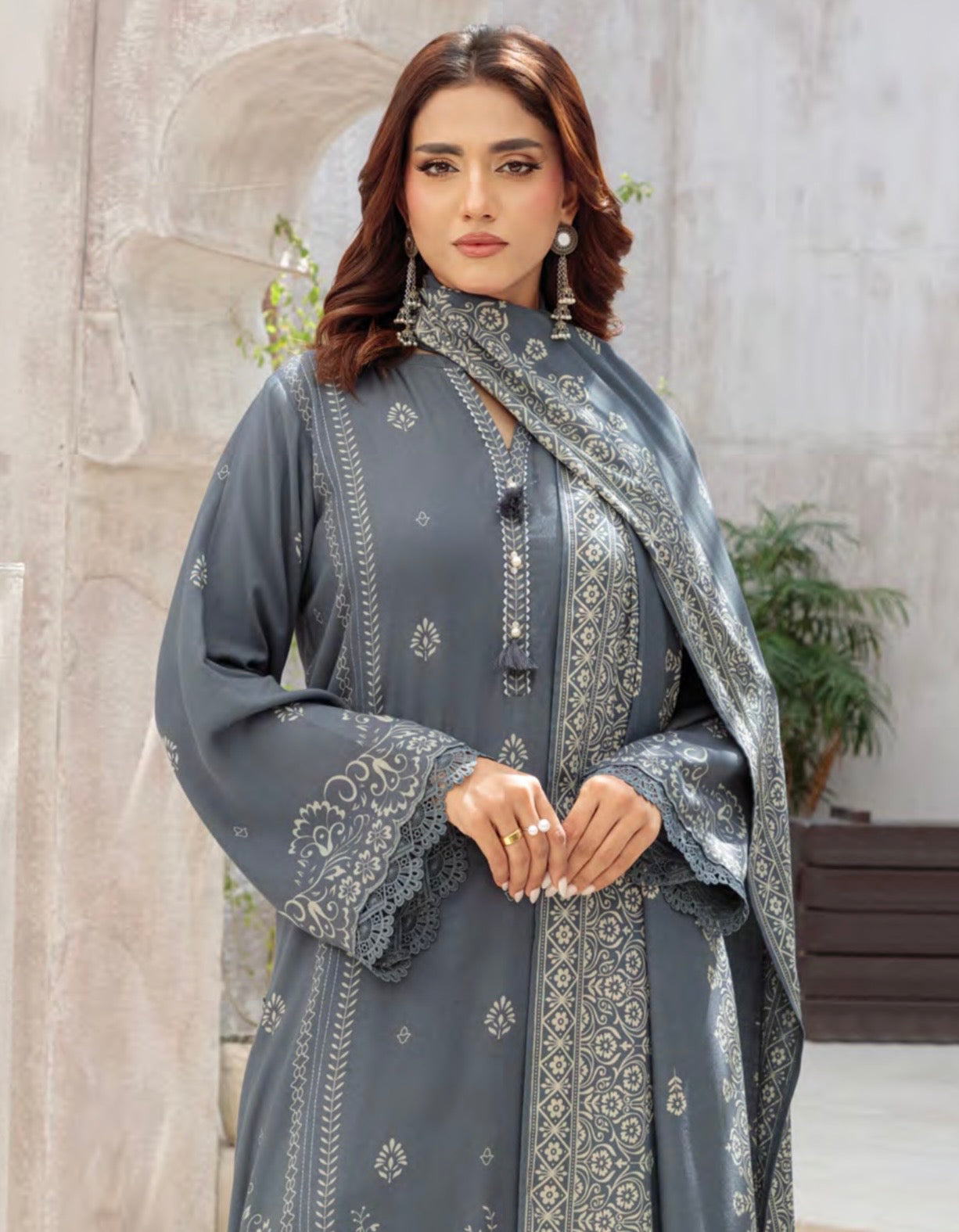 Printed Pashmina Suit 3pc