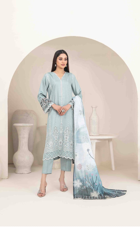 Luxury Embroidered Viscose Suit 3pc