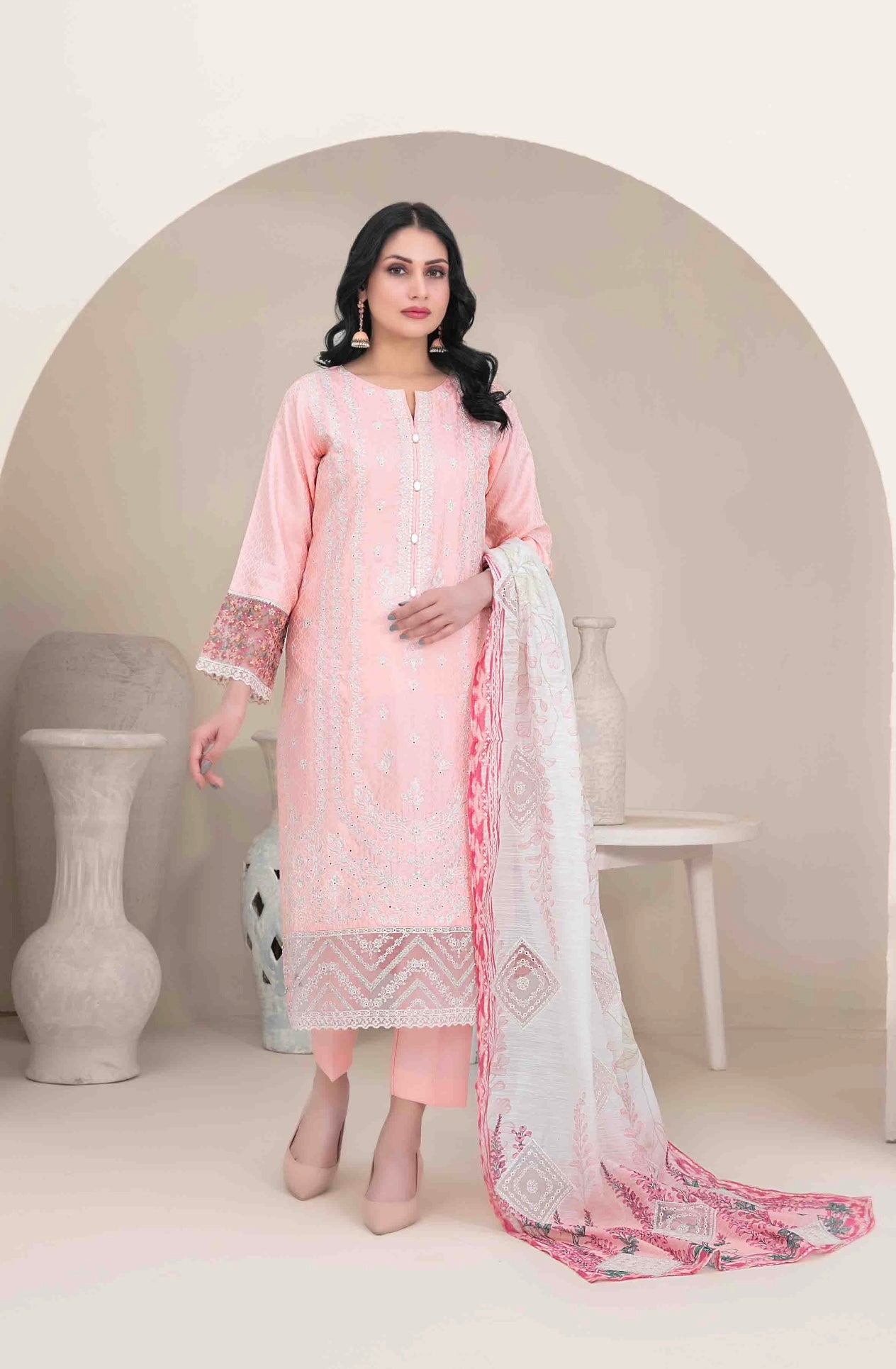 Luxury Embroidered Viscose Suit 3pc