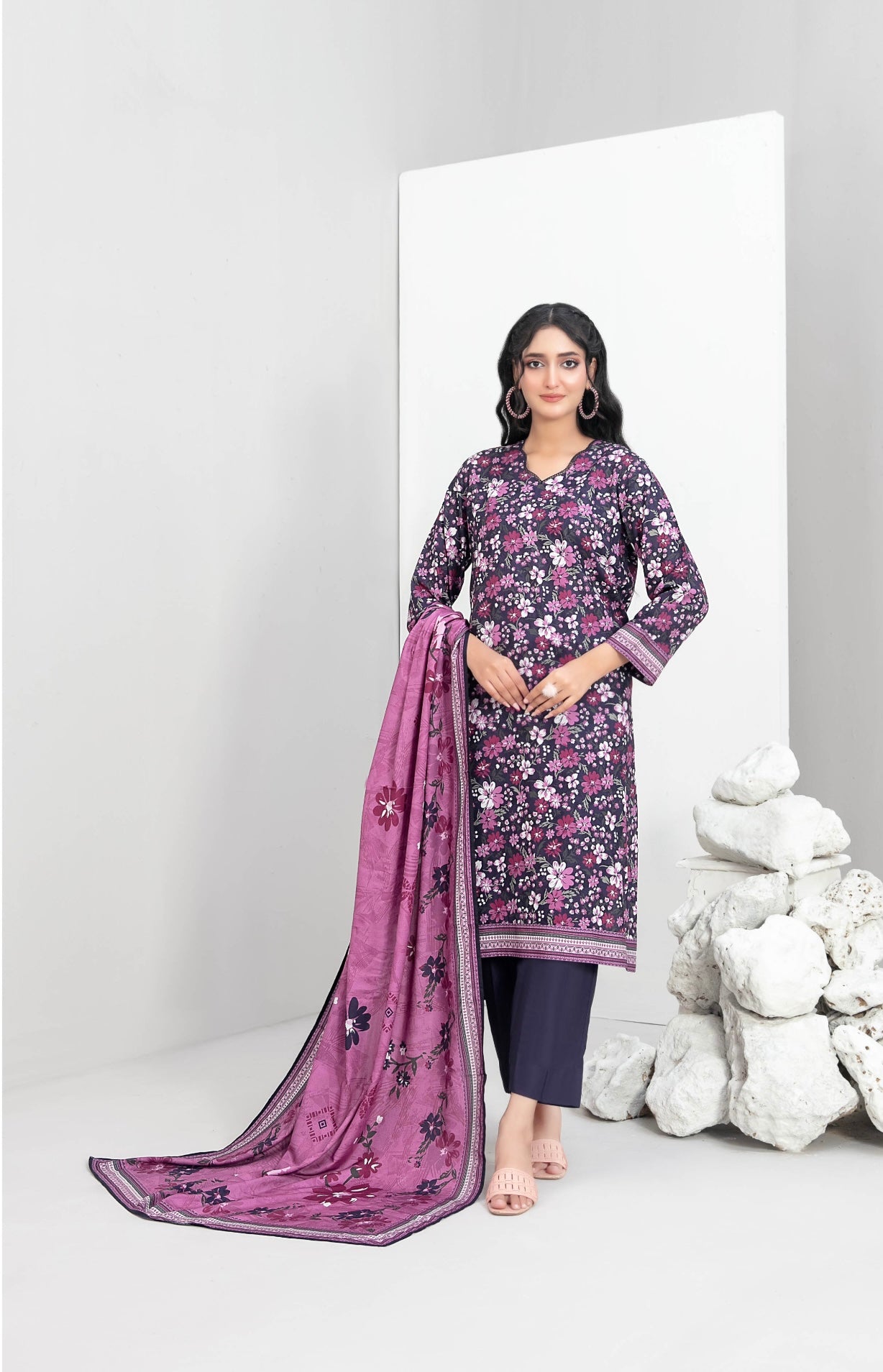 Printed Linen Suit 3pc