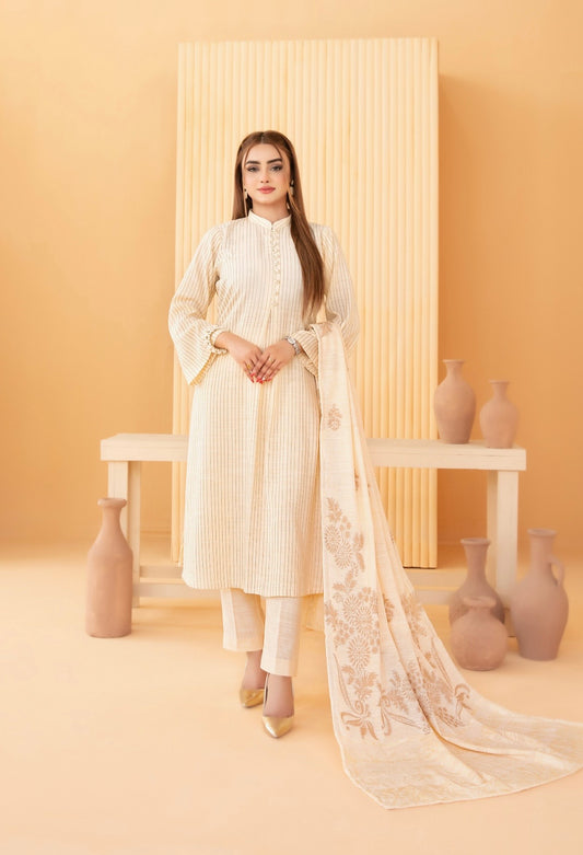 Festive Peach Leather Suit 3pc