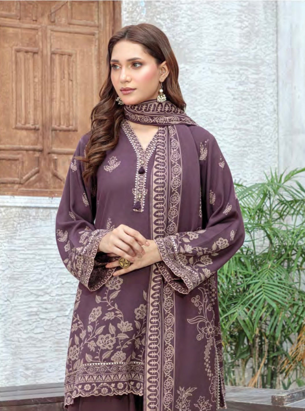 Printed Pashmina Suit 3pc