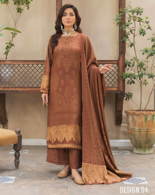 Premium Peach Leather Printed Suit 3pc