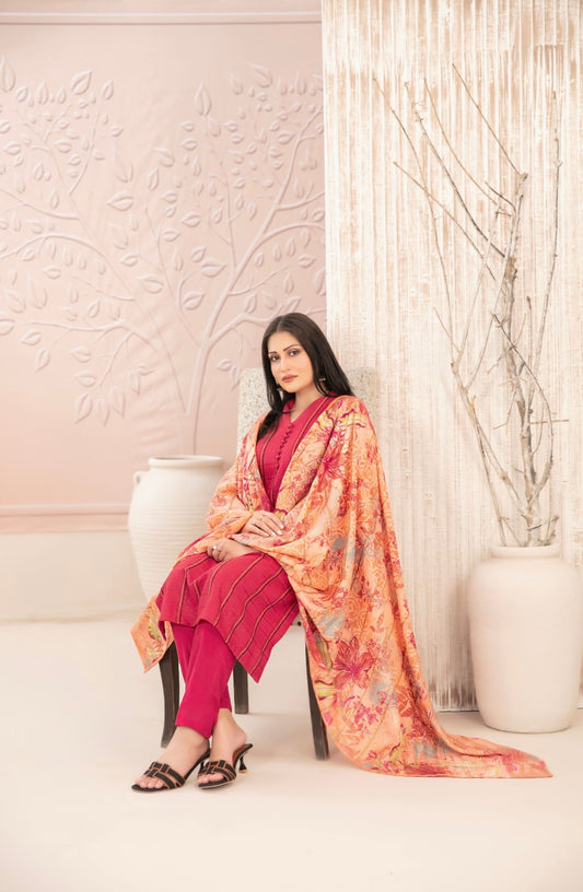 Tarkashi Peach Leather Suit 3pc