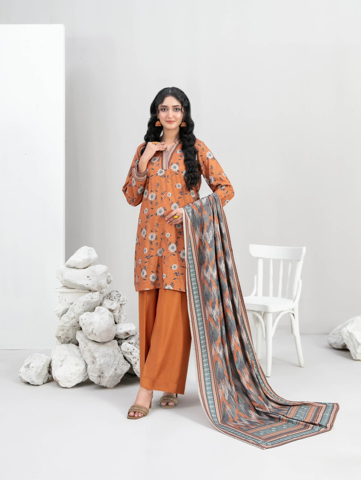 Printed Linen Suit 3pc
