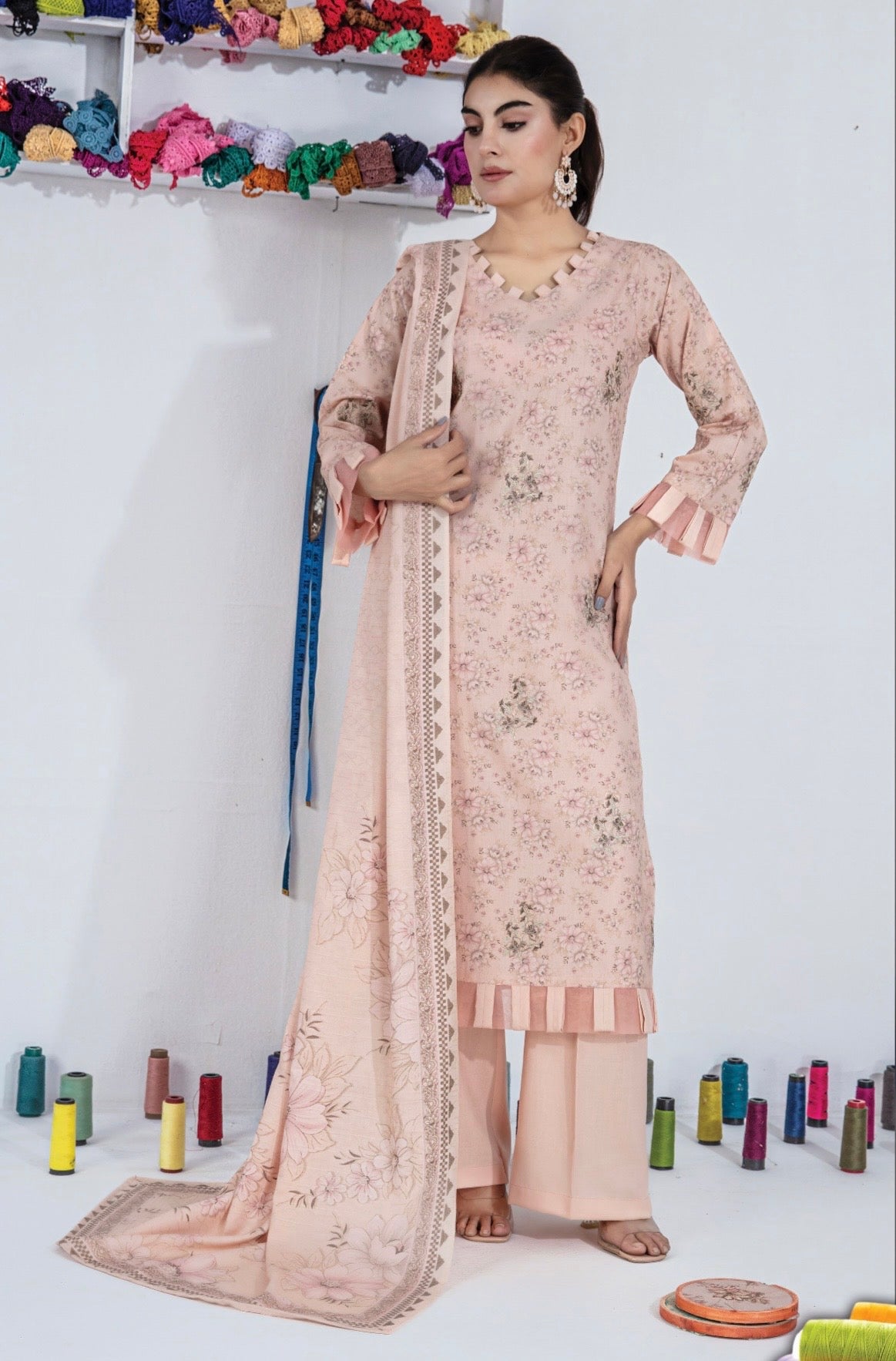 Embroidered Dhanak Suit 3pc