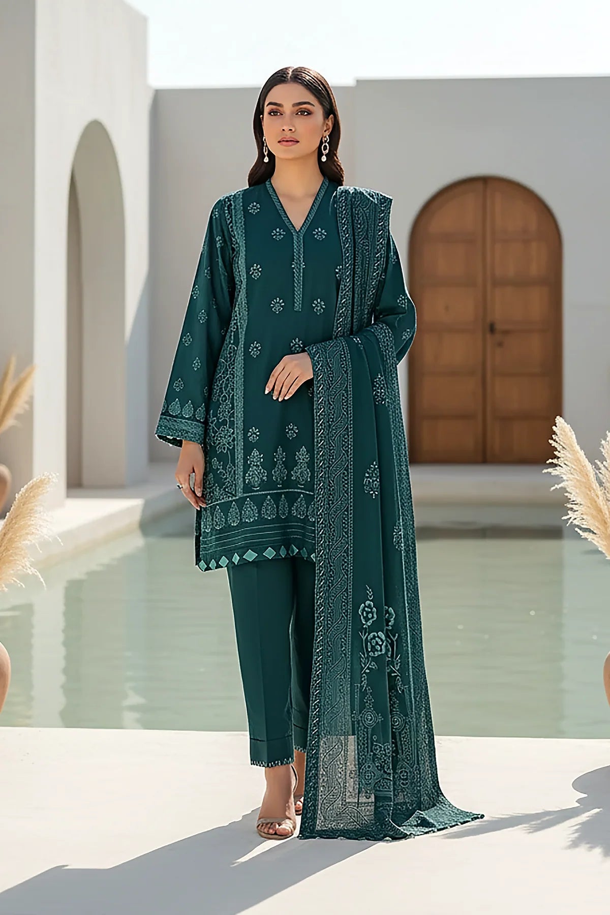 Printed Pashmina Suit 3pc