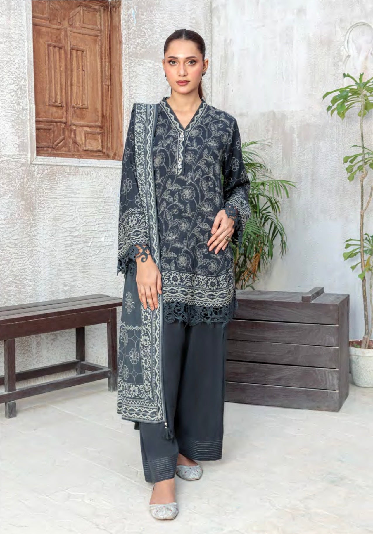 Printed Pashmina Suit 3pc
