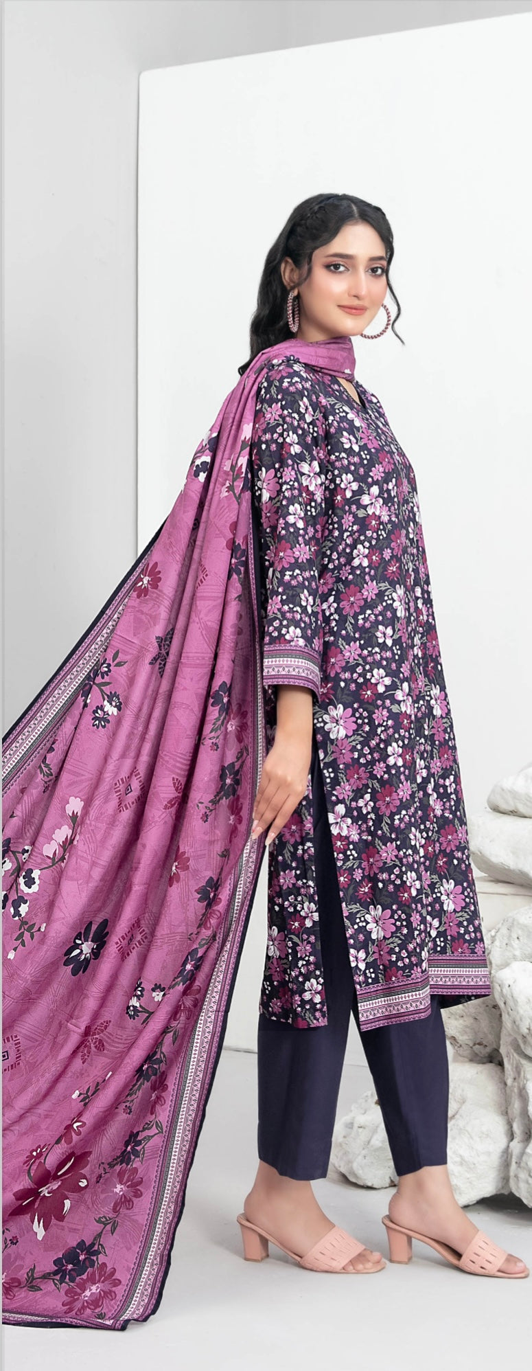 Printed Linen Suit 3pc