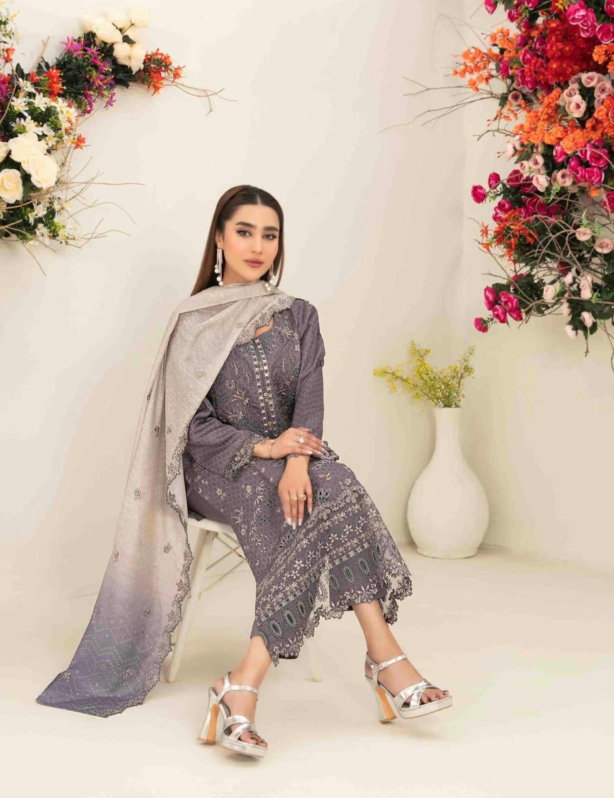 Luxury Embroidered Staple Suit 3pc