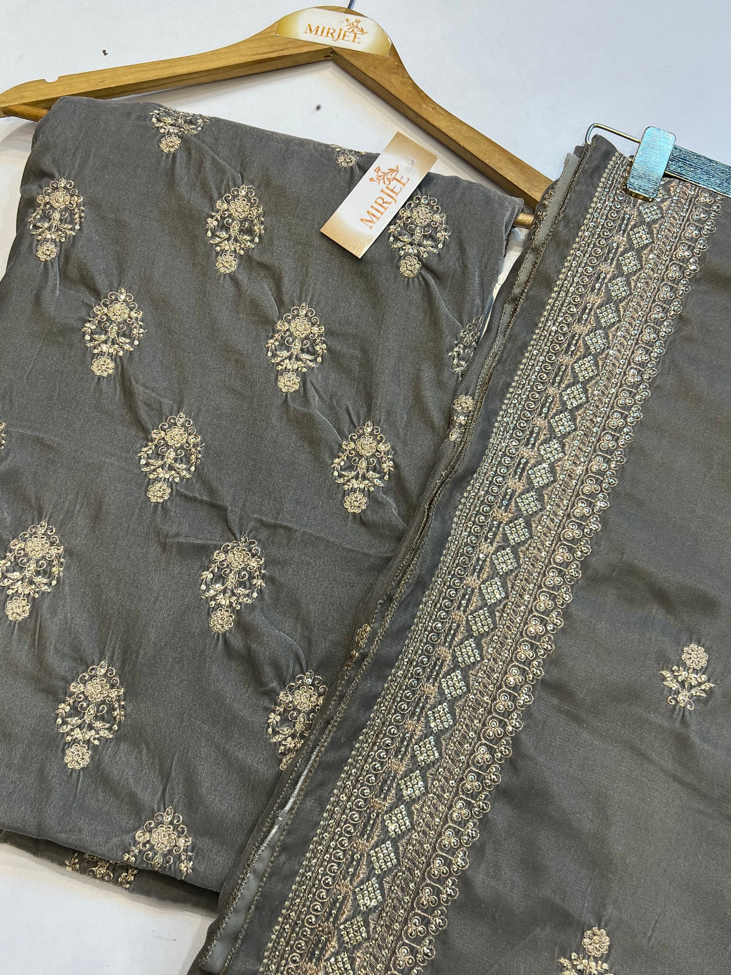 Premium Embroidered Velvet Suit 3pc