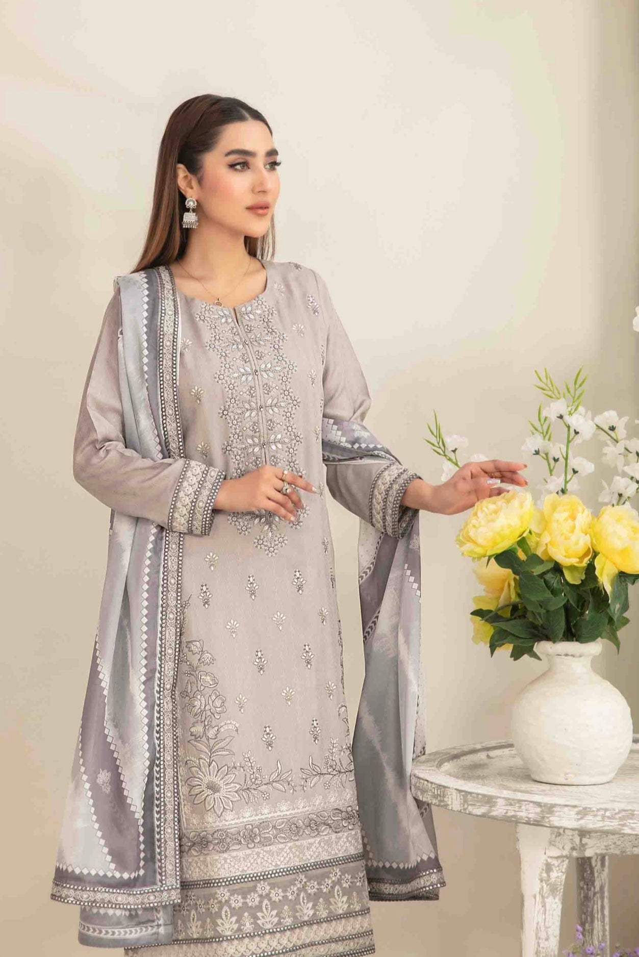 Luxury Embroidered Staple Suit 3pc