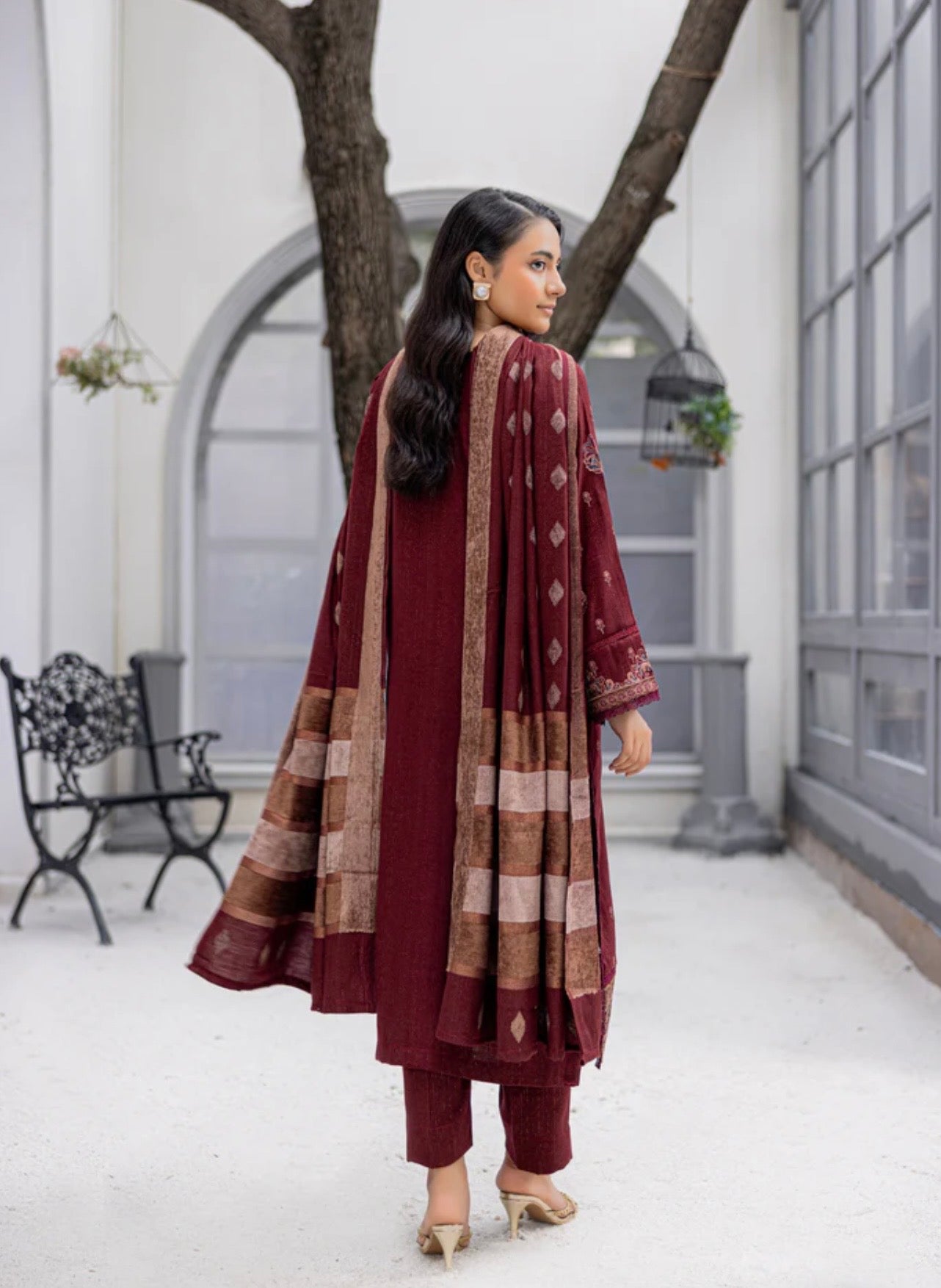 Luxury Peach Leather Suit 3pc