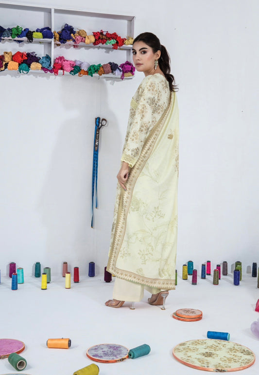 Embroidered Dhanak Suit 3pc