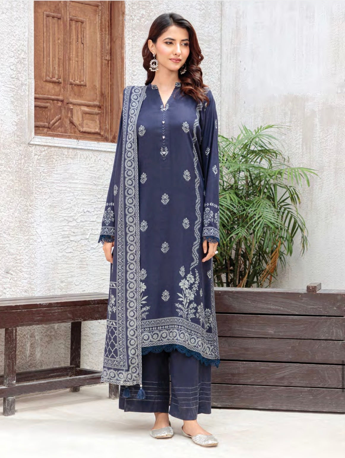 Printed Pashmina Suit 3pc