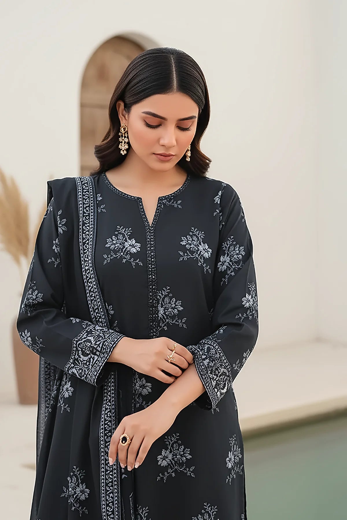 Printed Pashmina Suit 3pc