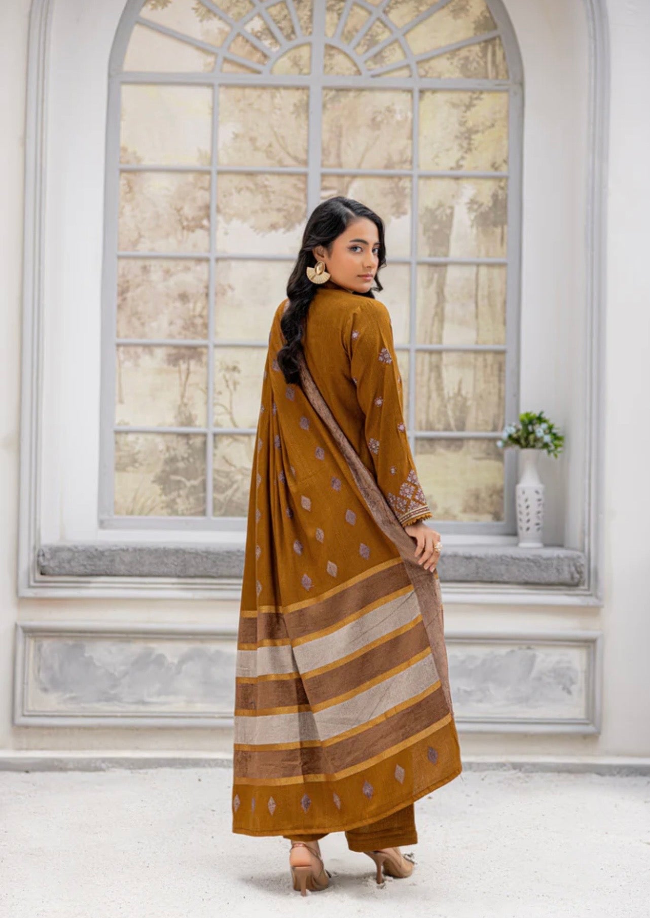 Luxury Peach Leather Suit 3pc