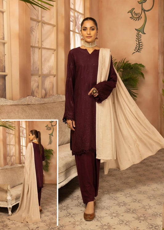 Chikankari Peach Leather 3pc