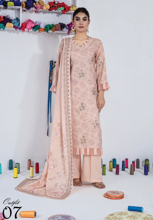 Embroidered Dhanak Suit 3pc