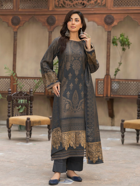 Premium Peach Leather Printed Suit 3pc