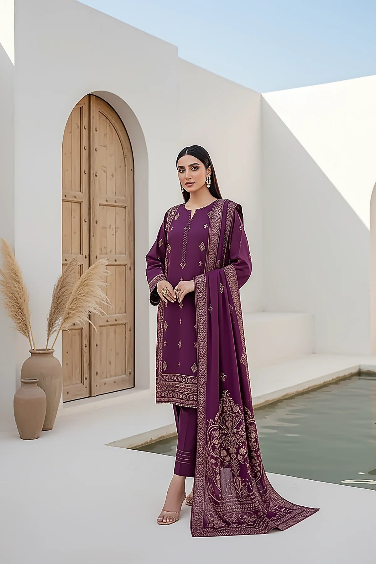 Printed Pashmina Suit 3pc