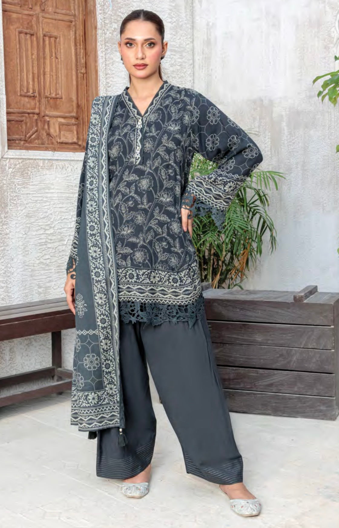 Printed Pashmina Suit 3pc