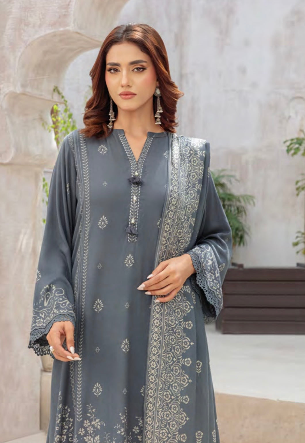 Printed Pashmina Suit 3pc