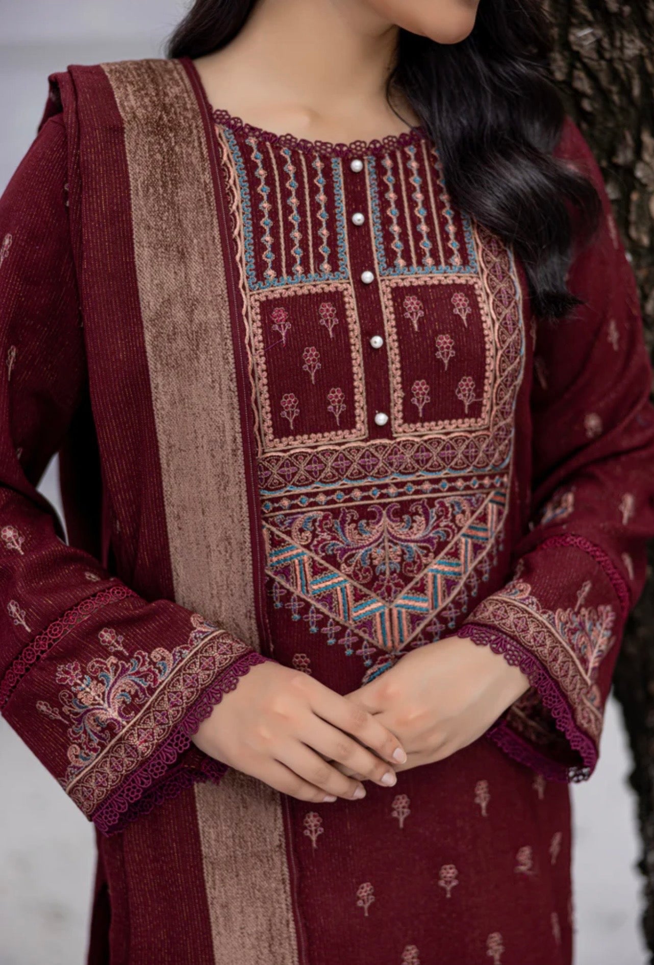 Luxury Peach Leather Suit 3pc