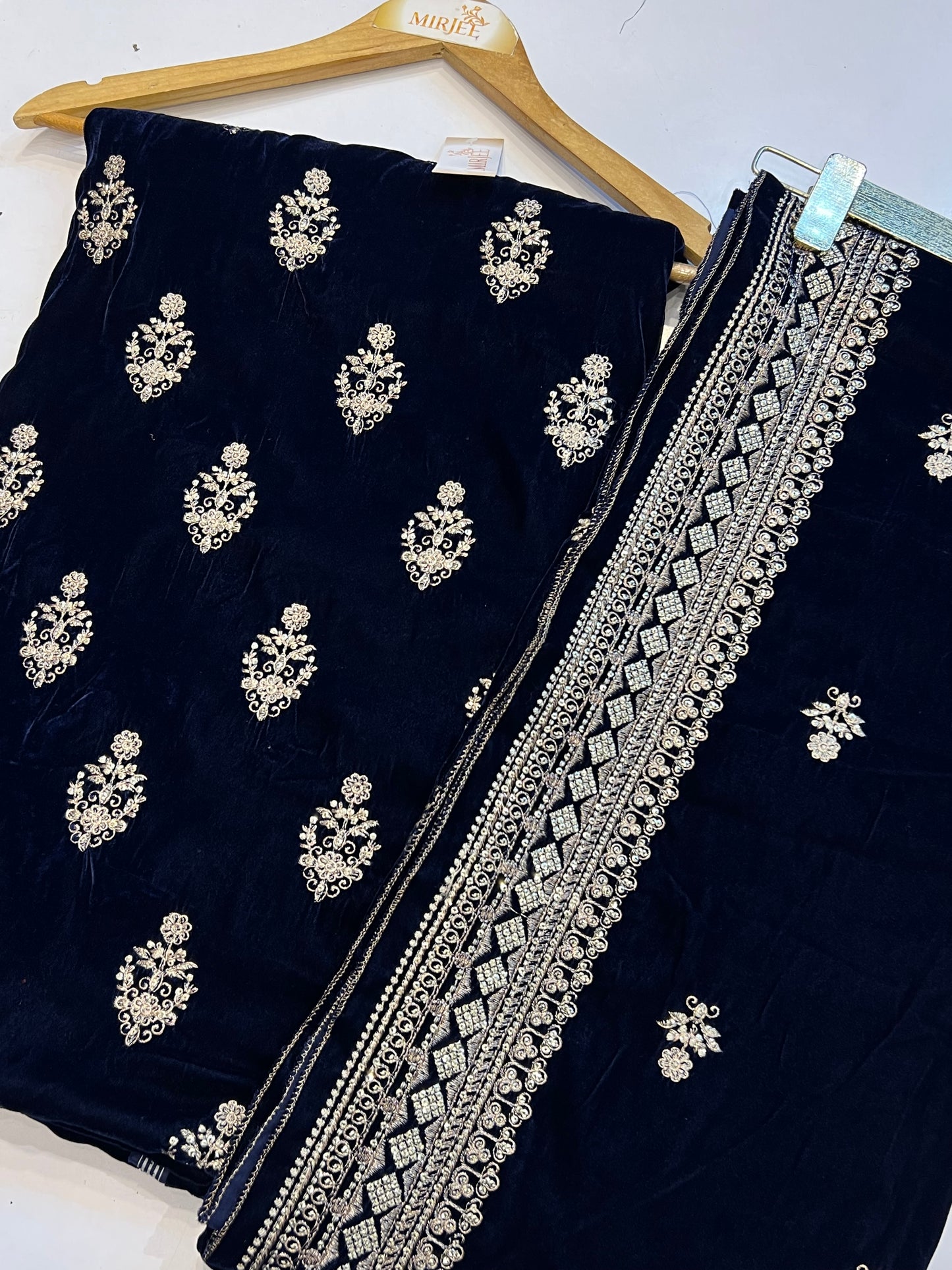 Premium Embroidered Velvet Suit 3pc