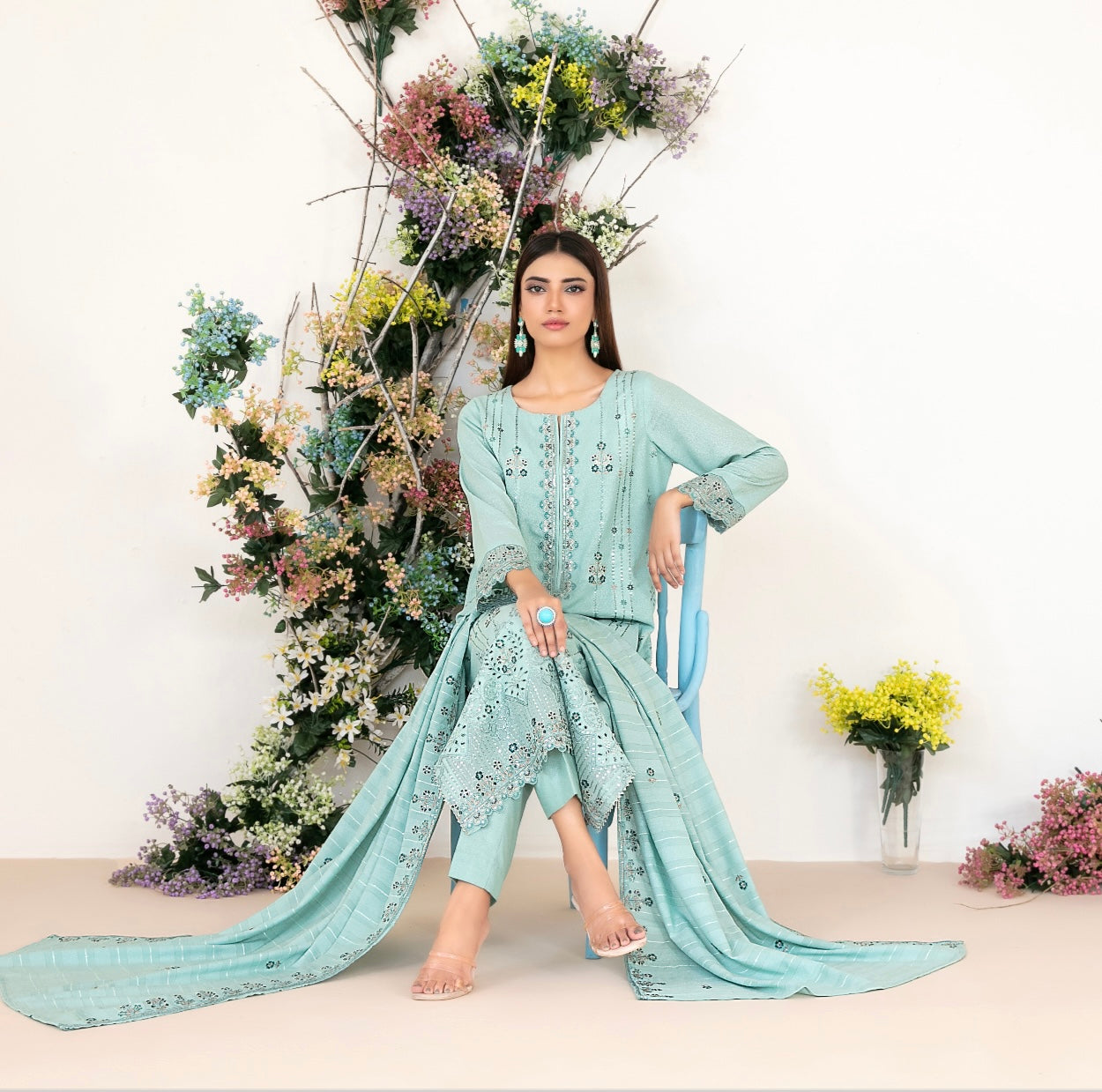 Peach Karandi Suit 3pc