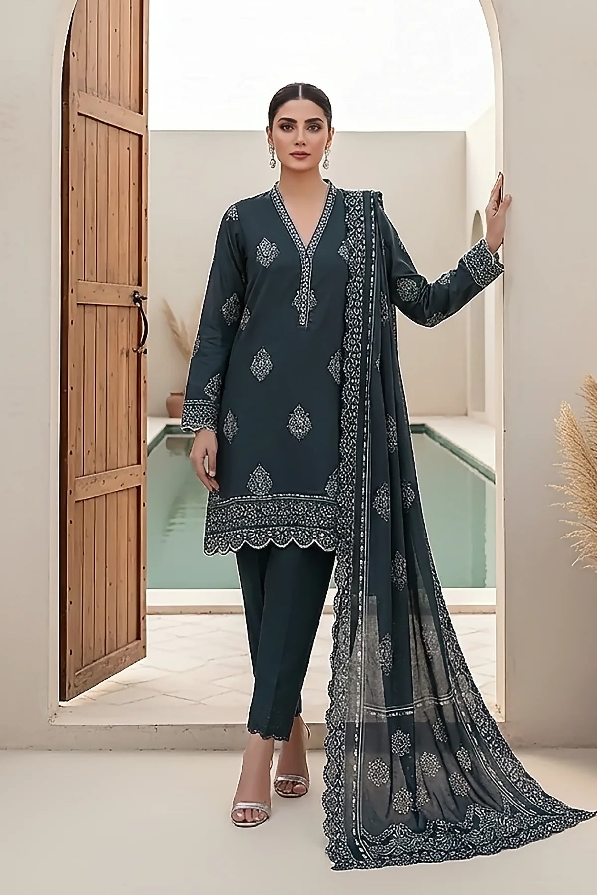 Printed Pashmina Suit 3pc