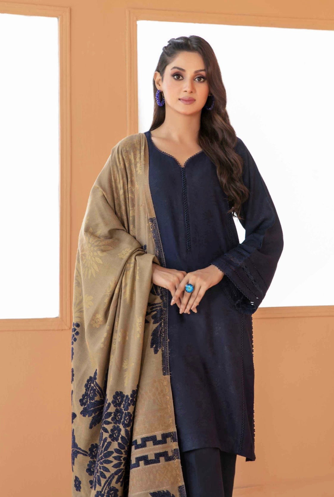 Festive Peach Leather Suit 3pc