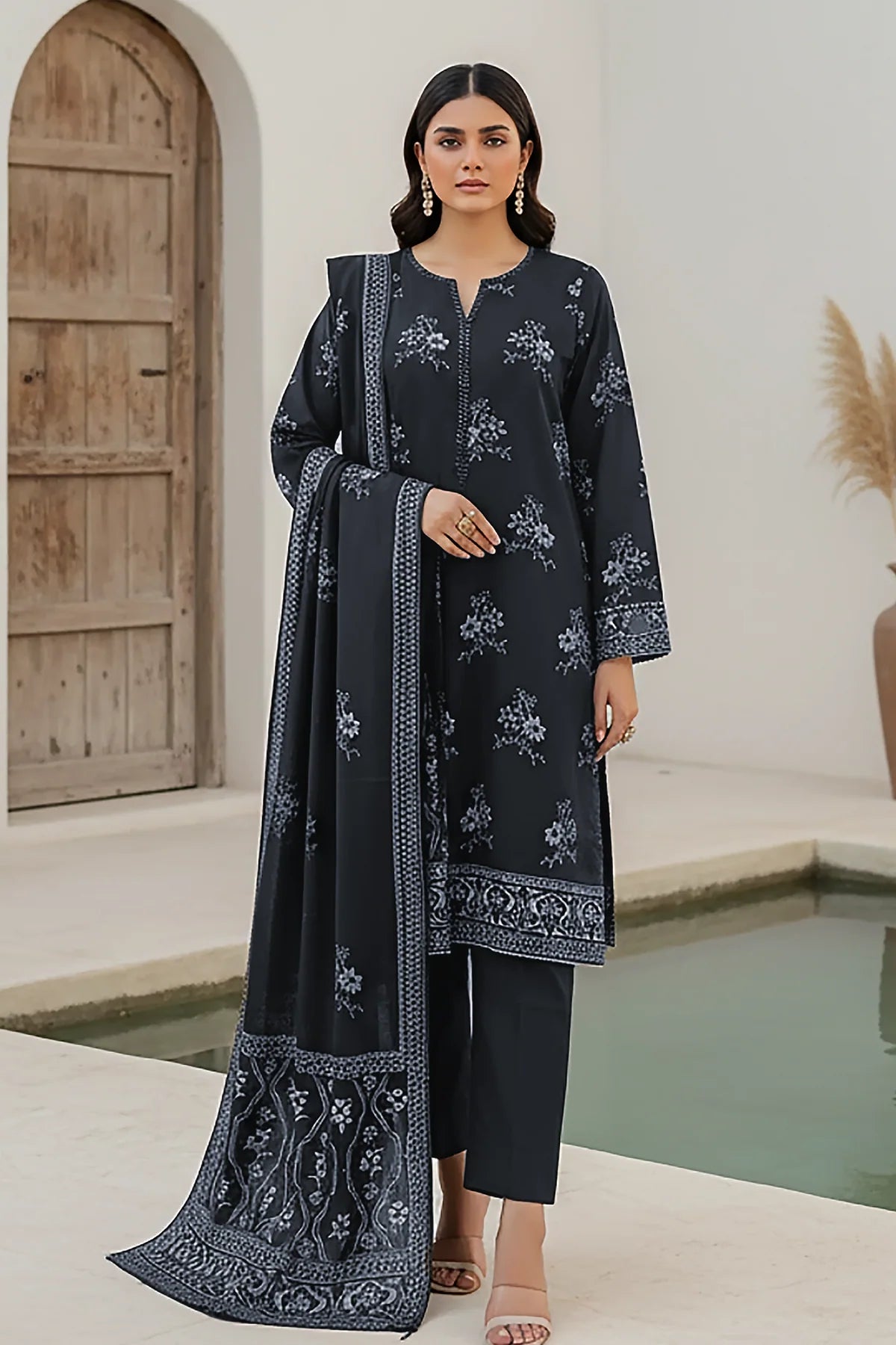 Printed Pashmina Suit 3pc