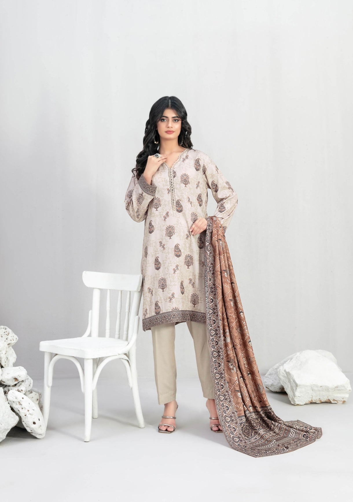 Printed Linen Suit 3pc