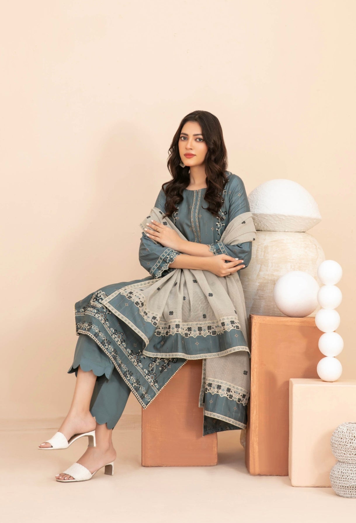 Festive Embroidered Staple Suit 3pc