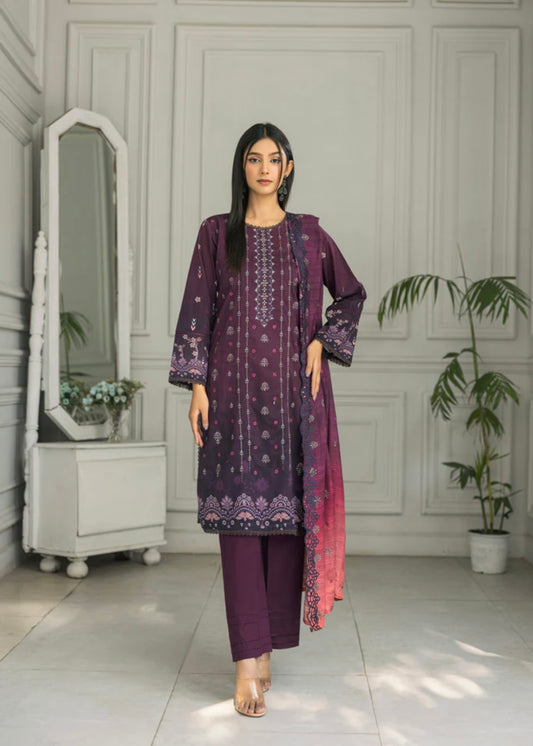 Gradient Embroidered Lawn 3pc